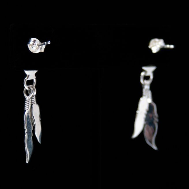 Boucles d'Oreilles Plumes Argent Lapis – Image 3