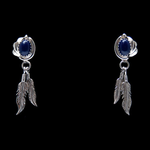 Boucles d'Oreilles Plumes Argent Lapis