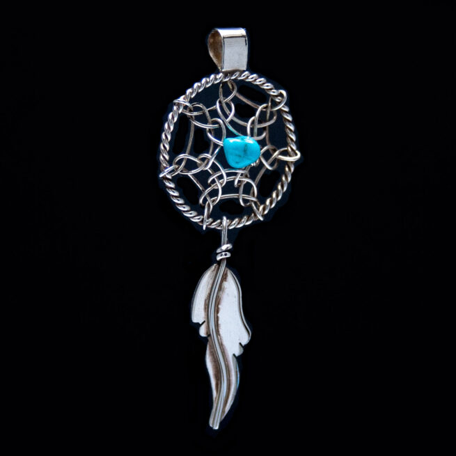 Silver Turquoise Dream Catcher Pendant