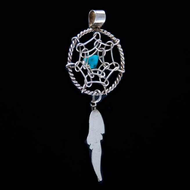 Silver Turquoise Dream Catcher Pendant - Image 3