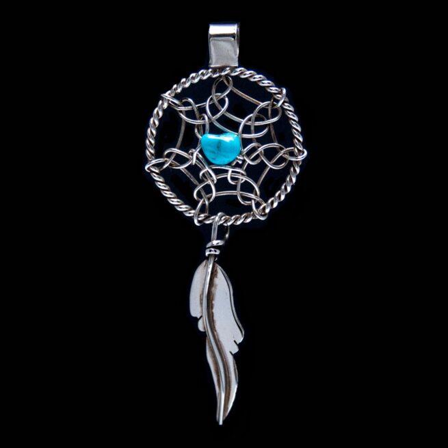 Silver Turquoise Dream Catcher Pendant