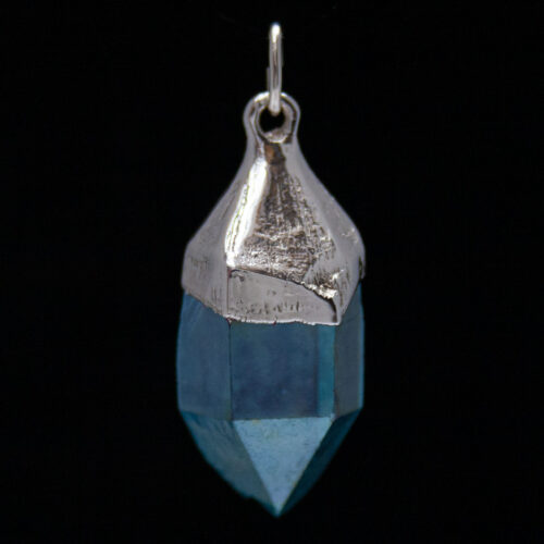 Small Aqua Aura Silver Pendant