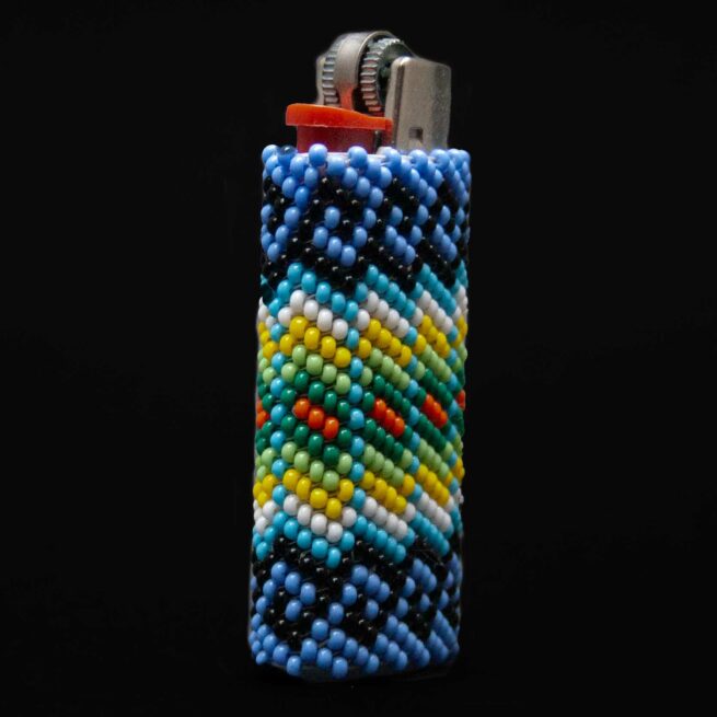 Petit Étui Briquet Perlage Bleu Vert