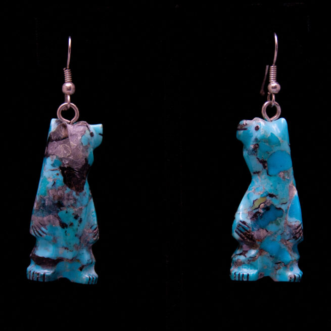 Turquoise Bear Drop Earrings