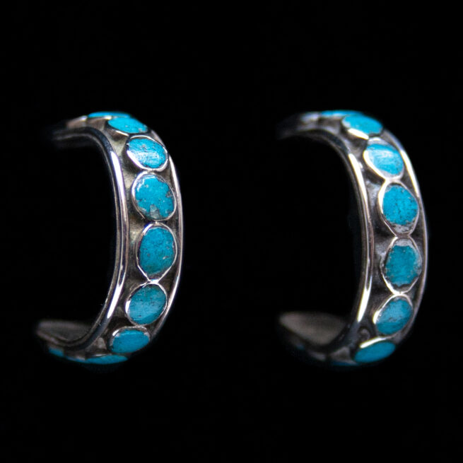 Turquoise Dot Hoop Earrings