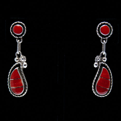 Boucles d'Oreilles Corail Deux Étages