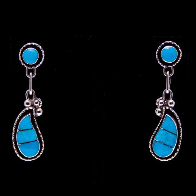 Boucles d'Oreilles Turquoise Deux Étages