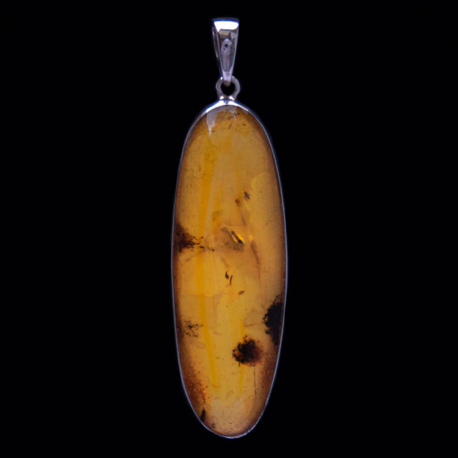 Pendentif Argent Ambre Jaune