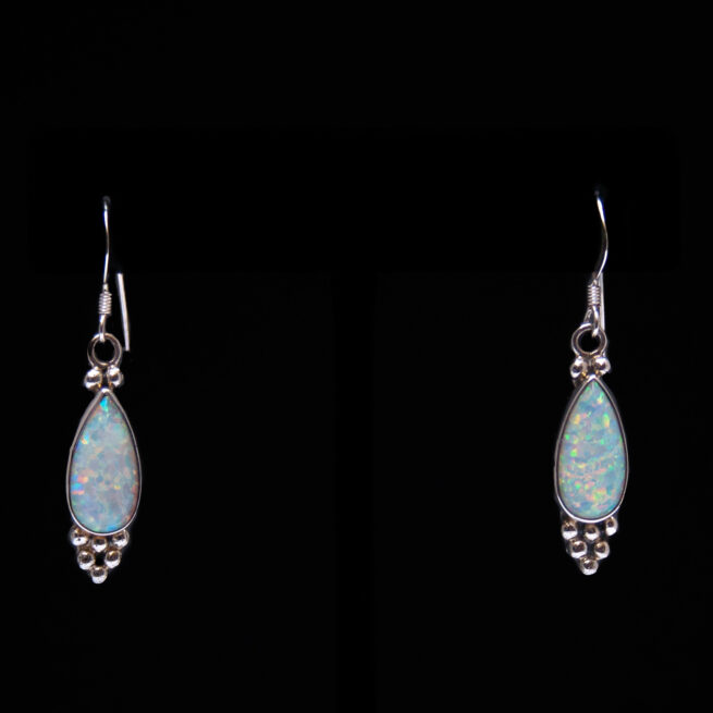 Zuni White Opal Teardrop Earrings