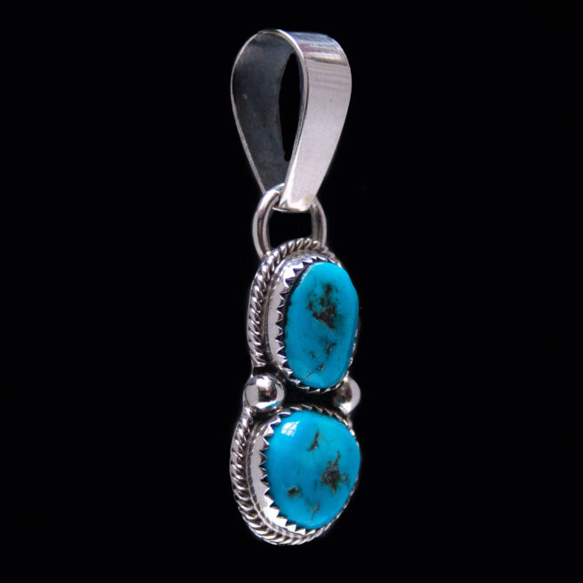 Double Turquoise Silver Pendant - Image 2
