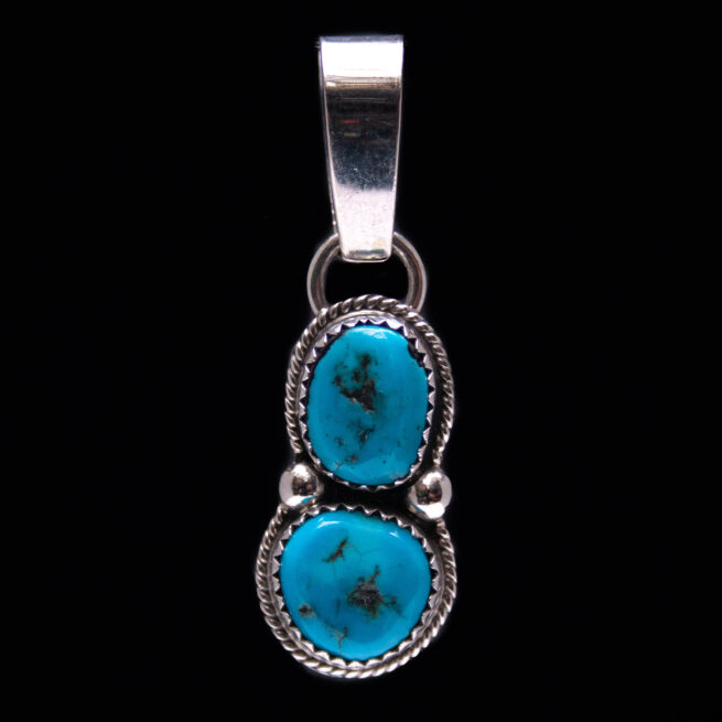 Double Turquoise Silver Pendant