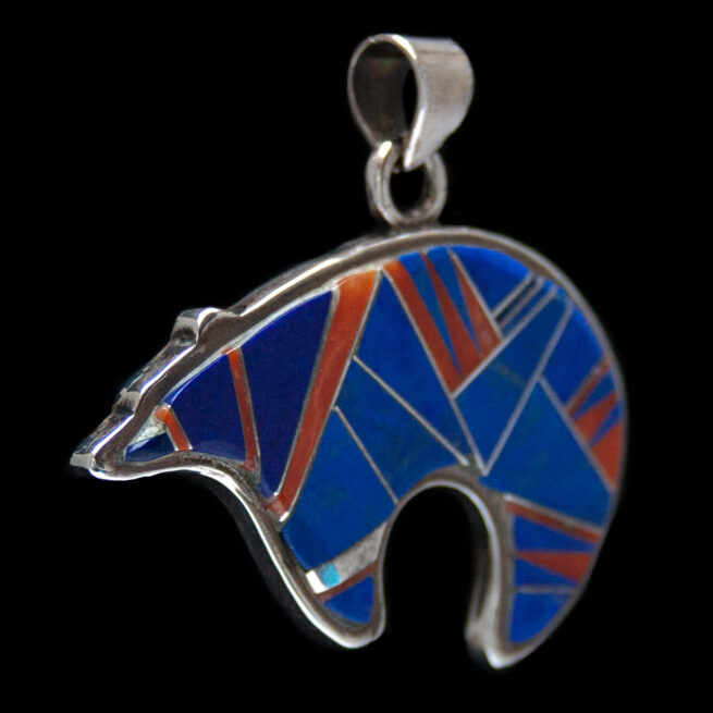 Pendentif Ours Lapis Lazuli Corail – Image 2