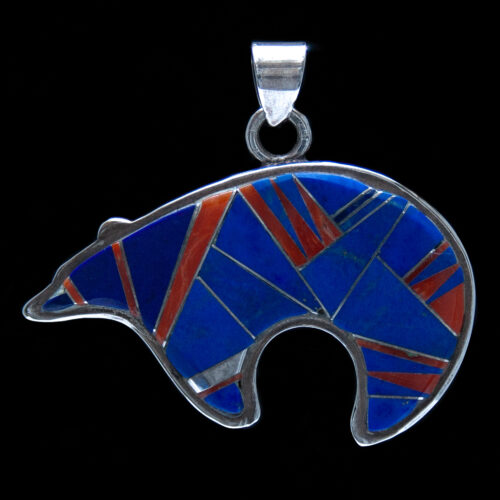 Pendentif Ours Lapis Lazuli Corail