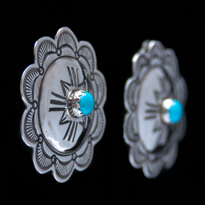 Boucles d'Oreilles Clips Rondes Argent Turquoise – Image 2