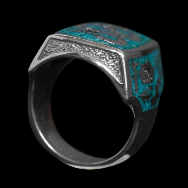 Silver Turquoise Snake Signet Ring - Image 9