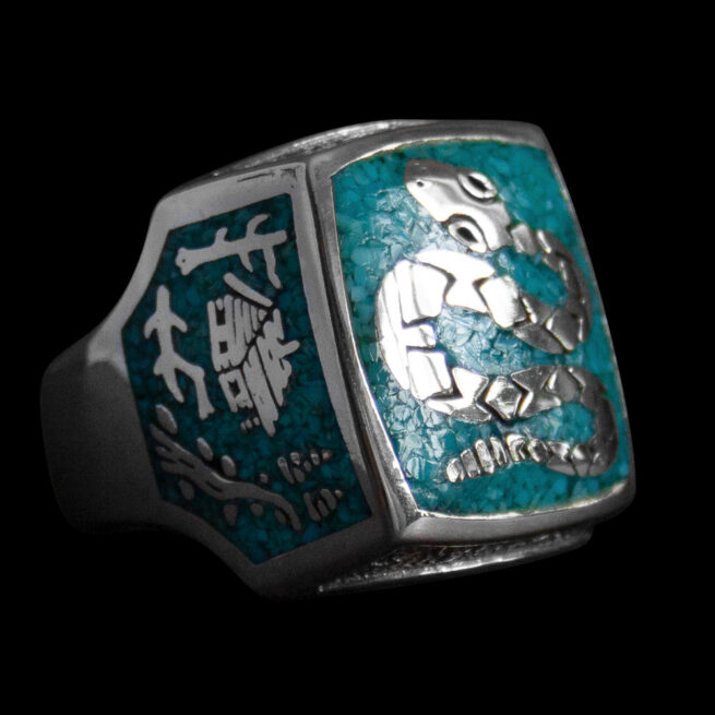 Silver Turquoise Snake Signet Ring - Image 3