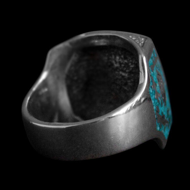Silver Turquoise Snake Signet Ring - Image 5
