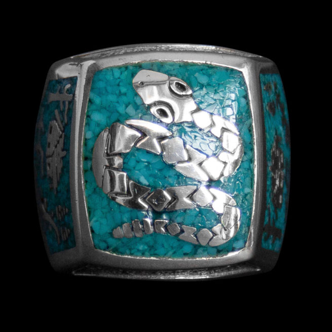 Bague Chevalière Turquoise Serpent