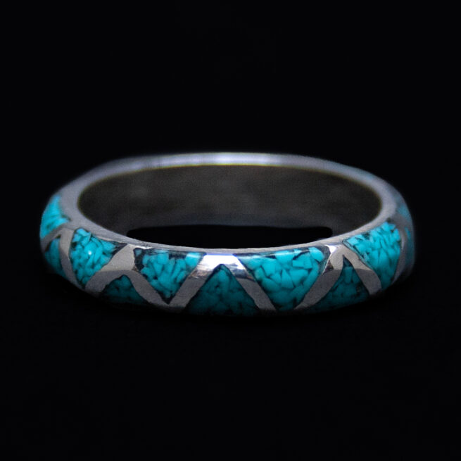 Thin Turquoise Silver Ring - Image 2