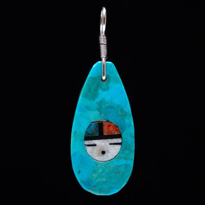 Turquoise Slab Zuni Face Pendant