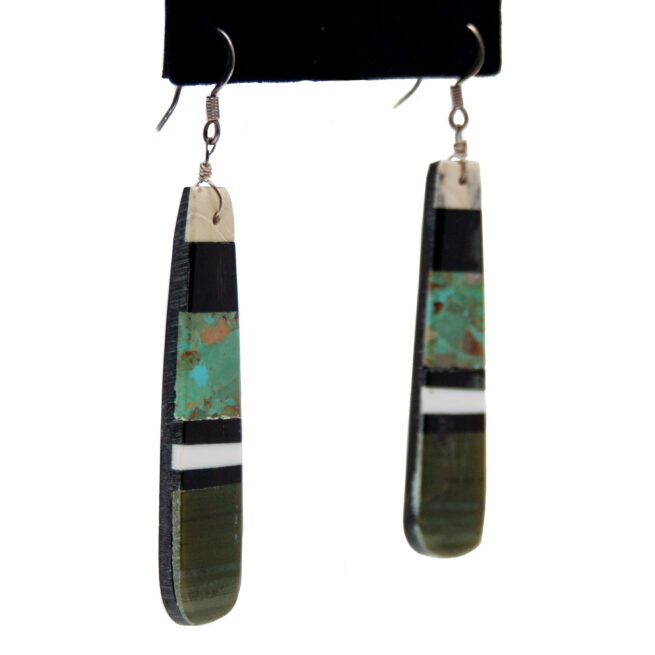 Boucles d'Oreilles Noires Vertes Blanches – Image 2