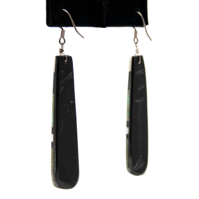 Boucles d'Oreilles Noires Vertes Blanches – Image 3