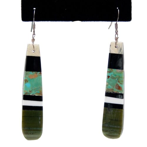 Green Black White Slab Earrings