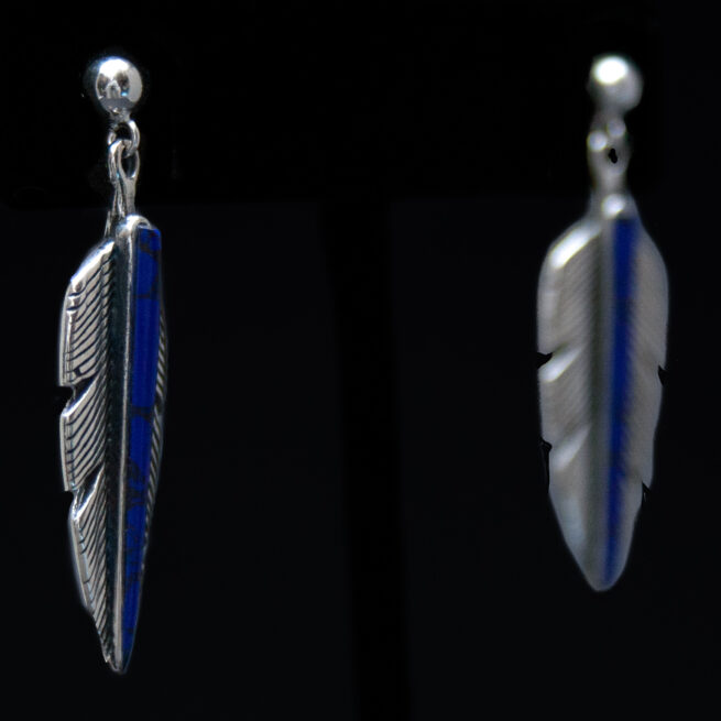 Boucles d'Oreilles Plumes Lapis Lazuli – Image 2
