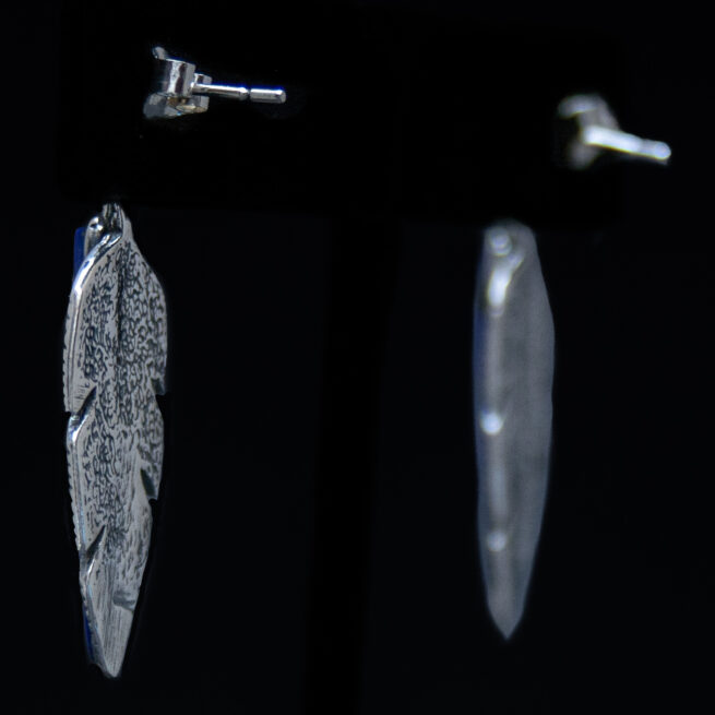 Boucles d'Oreilles Plumes Lapis Lazuli – Image 3