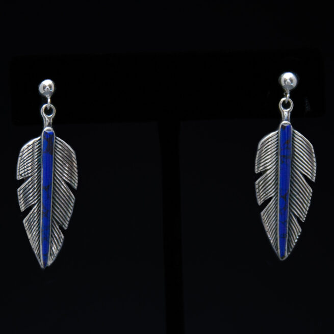 Boucles d'Oreilles Plumes Lapis Lazuli