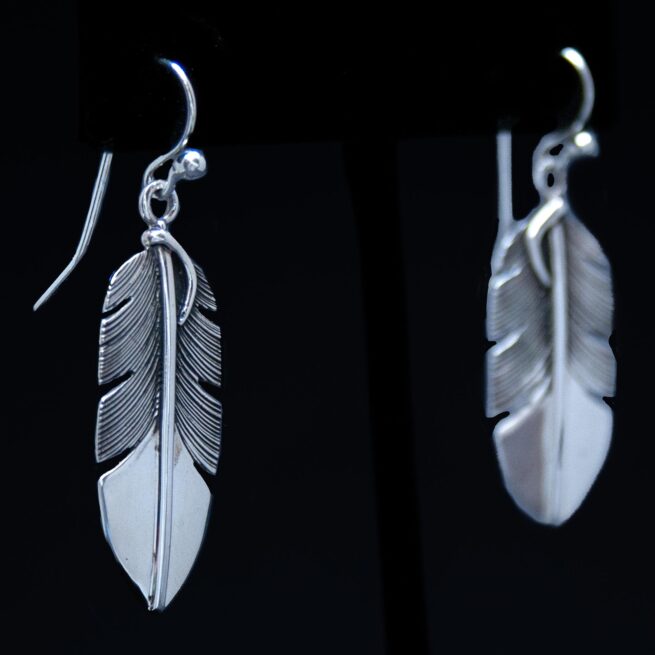 Boucles d'Oreilles Plumes Argent – Image 2