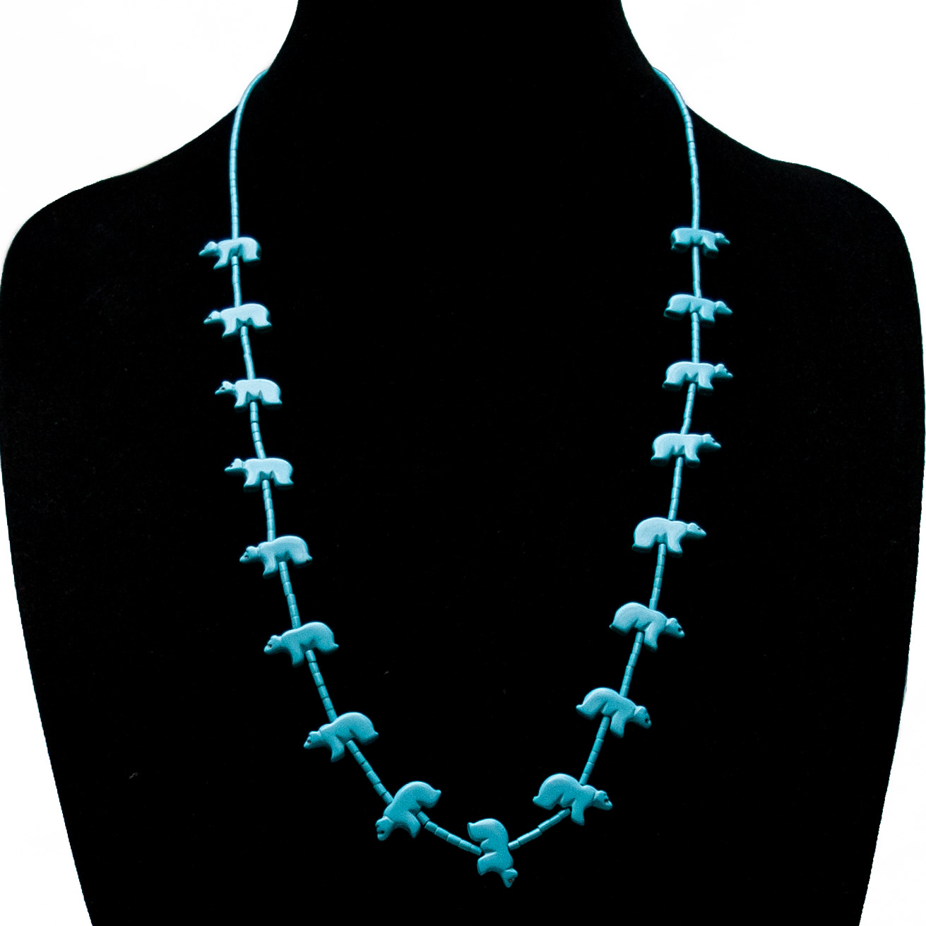 Chaco CHACO CANYON RUNNING BEAR NATIVE AMERICAN FETISH NECKLACE TURQUOISE EARRINGS SET 