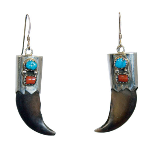 Turquoise Coral Bear Claw Earrings