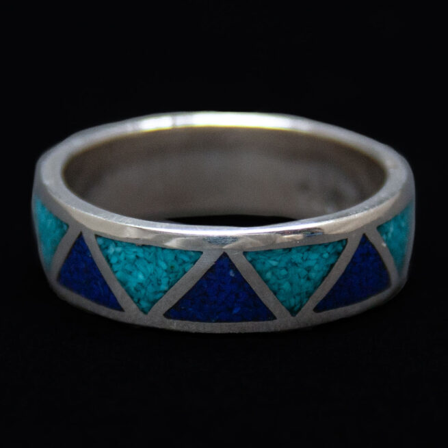 Turquoise Lapis Zigzag Ring