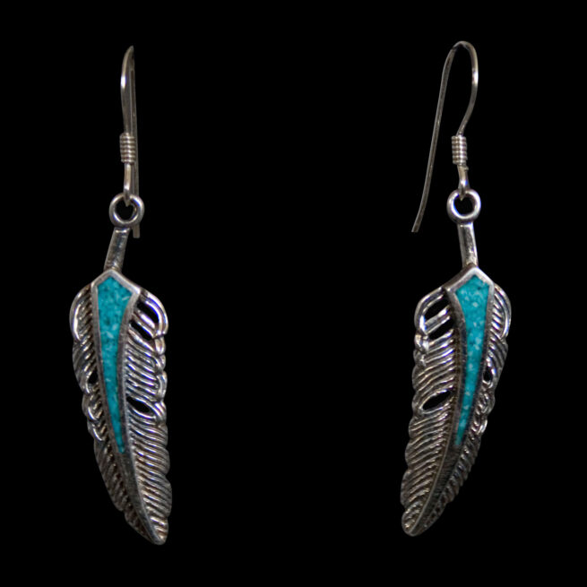 Boucles d'Oreilles Plumes Turquoise