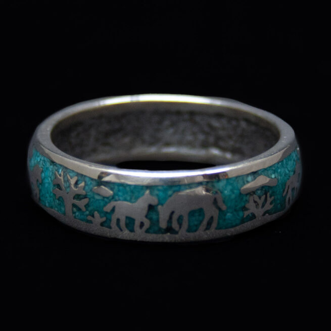 Bague Chevaux Argent Turquoise