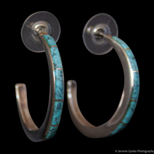 Boucles Créoles Amérindiennes Turquoise Zuni