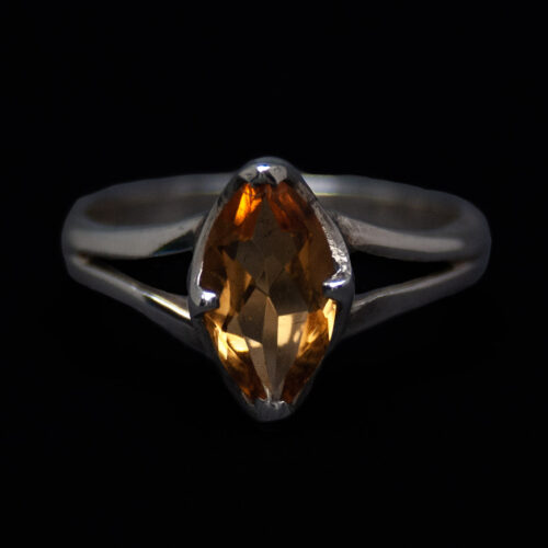 Bague Citrine Orange Facettée