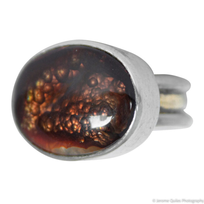 Bague Agate de Feu Argent Plaqué Or – Image 2