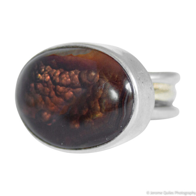 Bague Agate de Feu Argent Plaqué Or – Image 3