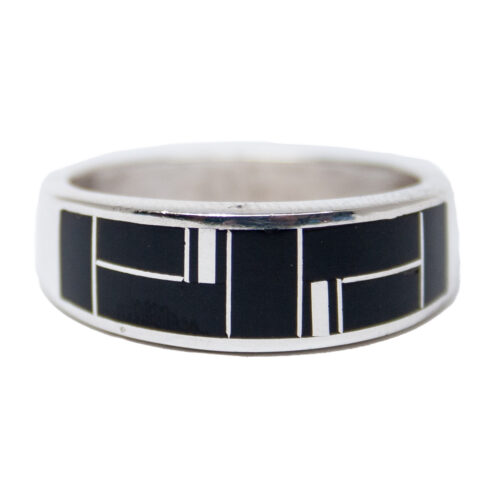 Zuni Inlay Black White Ring