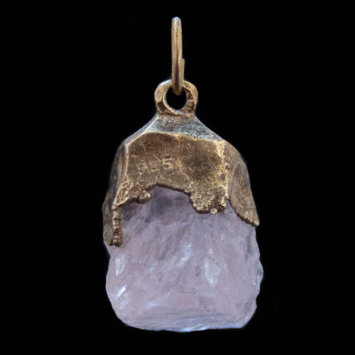 Pendentif Plaqué Or Quartz Rose Brut