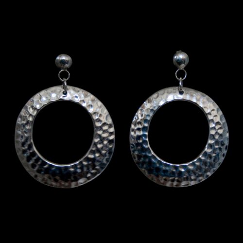 Hammered Silver Earring Discs