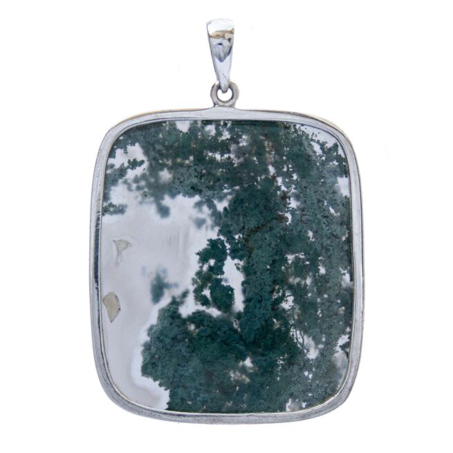 Large Moss Agate Silver Pendant - Image 3