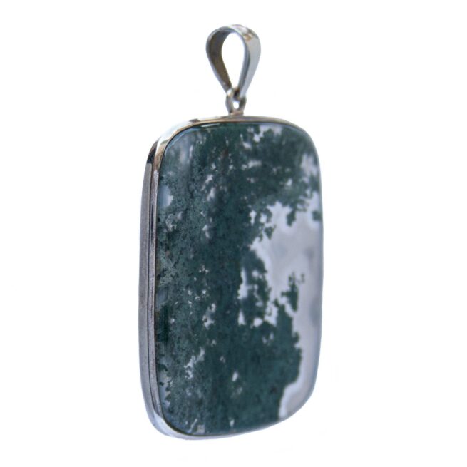 Large Moss Agate Silver Pendant - Image 2
