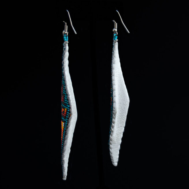 Boucles d'Oreilles Perlage Bleu Orange – Image 2
