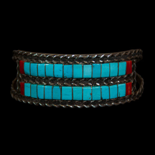Double Row Turquoise Coral Bracelet