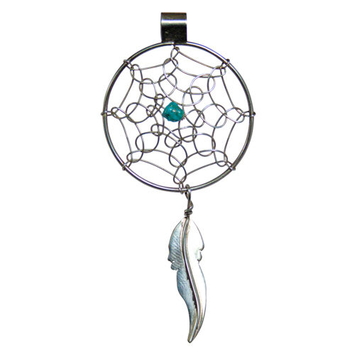 Large Pendentif Attrape-Rêves Turquoise