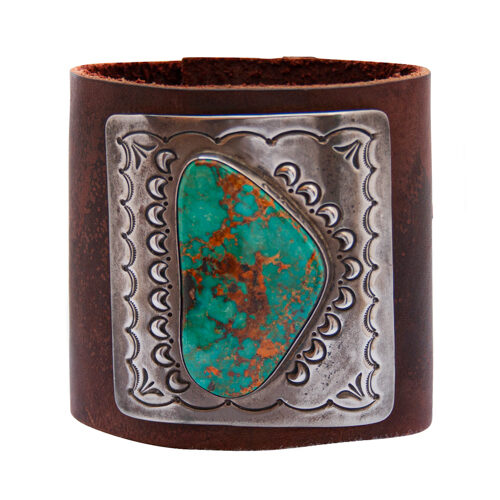 Brassard Navajo Cuir Turquoise