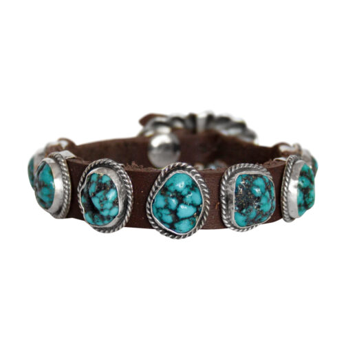 Navajo Leather Turquoise Bracelet